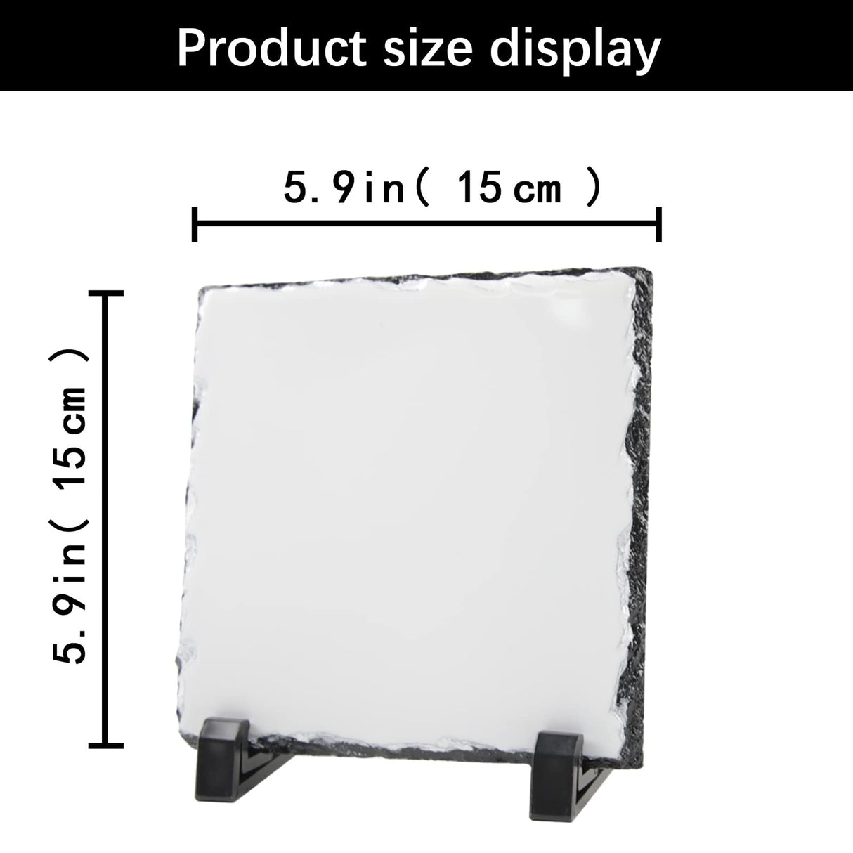 5 Pack Sublimation Slate Blanks Custom Stone Slate Picture Frame Heat Transfer Rock Photo Plaque 6x6 Inch with Display Stand Decoration for Desktop Souvenir DIY Personalized Gift ORJ