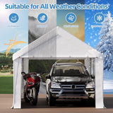 Bezseller 12x20 FT Heavy Duty Carport Canopy with Roll-Up Windows & Doors, Car Tent Portable Garage with All-Season Tarp for Cars, Boat, Trucks, White Bezseller