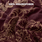 WONGS BEDDING Burgundy Comforter Set Queen Size, Maroon Damask Texture 7 Pieces Bed in a Bag Microfiber Comforter Bedding Sets -1 Comforter, 1 Flat Sheet, 1 Fitted Sheet, 2 Pillow Shams, 2 Pillowcases WONGS BEDDING