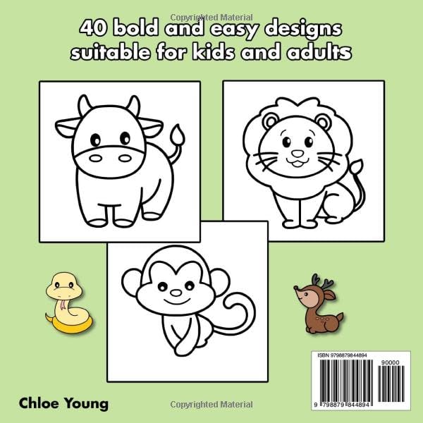 Bold and Easy Animal Coloring Book: Big and Simple Large Print Designs for Adults, Kids and Seniors (Bold & Easy Coloring) Lindesa