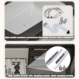 ZGNBSD Bathroom Vanity with Sink - Floating Bathroom Vanity with Drawer and LED Smart Mirror, Luxury Solid Wood Bathroom Vanity, Wall Mounted (52“) ZGNBSD