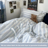 VM VOUGEMARKET Striped Comforter Set Twin XL Ticking Vertical Stripes Bedding Set Minimalist Neutral Comforter for College Dorm,Demin Blue&White VM VOUGEMARKET