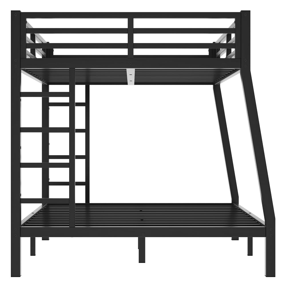 Metal Full XL Over Queen Bunk Bed for Teens and Adults,Space-Saving/Noise Reduced/No Box Spring Needed, Old SKU W1307S00020 (Black + Metal)