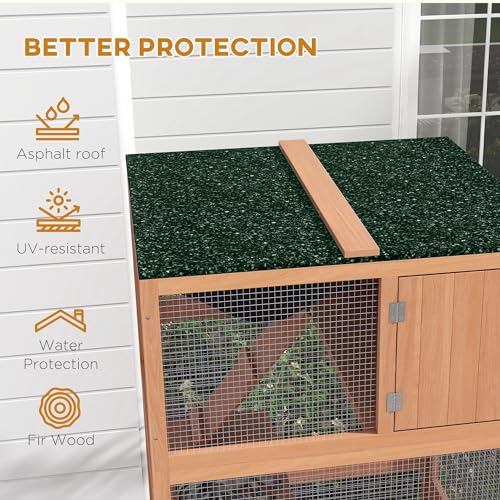 PawHut Catio, Outdoor Cat Enclosure House, Wooden Feral Cat Shelter on Wheels, Cat Cage with Hammock, Platforms Ramps, and Weather Protection Asphalt Roof, 34", Orange