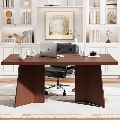 GarveeHome Dining Table for 6-8 People - 63" Modern Long Kitchen Table with Large Tabletop & Heavy Duty Pedestal Legs, Dinner Table for Kitchen, Conference Room, Home, Walnut GarveeHome