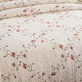 Quilt Set Classical 3D Floral Embroidery Pattern 3-Piece Cotton Reversible Quilted Embroidered Decorative Bedspreads Coverlet Bedding Set, Lightweight &Soft,Beige,King Size ROOMLIFE