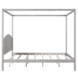 JIJIWANG King Size Canopy Bed Wood King Platform Bed Frame with Headboard and Slat Support Leg, 4 Posters King Bed Frame for Kids Teens Adults - Grey Wash JIJIWANG