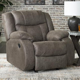 Signature Design by Ashley First Base Modern Faux Leather Rocker Recliner, Gray Signature Design by Ashley
