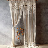 OIHYA Macrame Curtain Wall Hanging Handmade Boho Curtains for Wedding Backdrop Arch Closet Room Divider Boho Wall Decor 40"X80" OIHYA