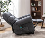 ANJ Large Power Lift Recliner Chair with Massage and Heat for Elderly Big People, Electric Wide Recliners, Heavy Duty and Safety Motion Fabric Reclining Mechanism with USB Ports, Side Pocket, Grey ANJ