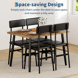 Garvee Dining Table Set for 4, Wood Kitchen Table with 4 Upholstered Chairs, Space-Saving Kitchen and Dining Room Furniture for Small Spaces, Apartment Garvee