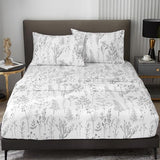 HYPREST Floral Sheets Queen Size,18 inches Deep Pocket Sheets, 1800 Thread Count Black and White Leaf Floral Bed Sheets Soft Breathable Cute Aesthetic Shabby Chic Bed Sheets, Oeko-Tex Certificated. HYPREST