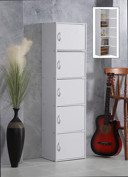 HODEDAH IMPORT Bookcase, White, 5 Door