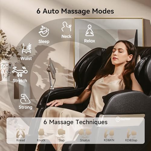Real Relax Massage Chair Full Body of Dual Core S Track,Zero Gravity Realiner with App Control,Bluetooth,Foot Roller,Home or Office Use,Black and Gold Real Relax