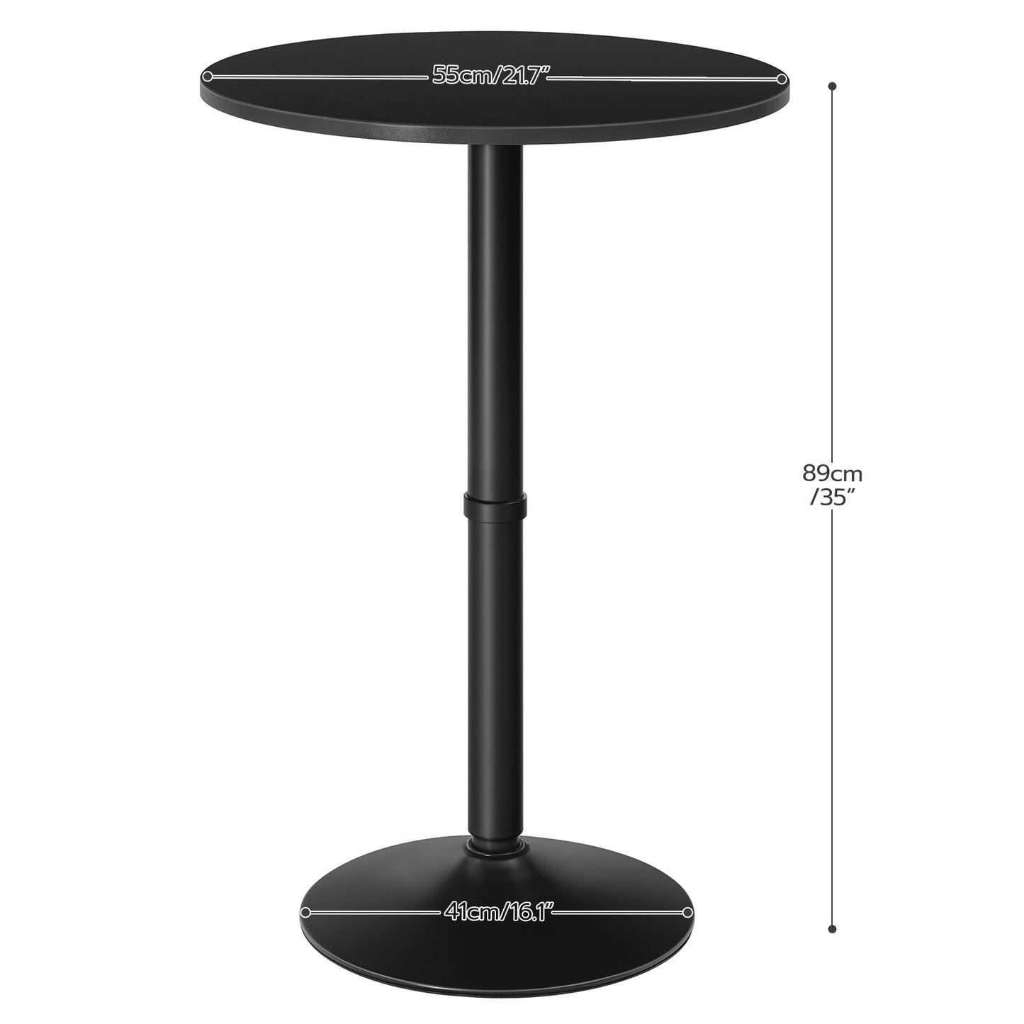 HOOBRO 35" Black Round Bar Table - Stylish Cocktail Table for Narrow Spaces