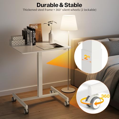 Adjustable Height Standing Desk on Wheels, Portable Rolling Desk and Laptop Stand, Walking Pad Desk | Rolling Standing Table for Home Office, Small Computer Workstation Simple Deluxe