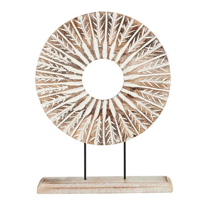 Eximious India Farmhouse Decor Table Sculpture Home Decor Statue Mandala Carved for Modern Home, Living Room, Fireplace Mantel Shelf, Table and Entryway Decor Stand KHST12