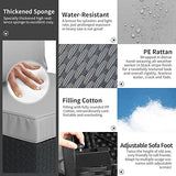 Rattaner 3 Pieces Patio Furniture Set Outdoor Sectional Wicker Patio Furniture Patio Couch with Ottoman and Outdoor Storage Table All-Weather Anti-Slip Cushions Waterproof Covers, Light Grey Rattaner