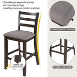 LUMISOL 5-Piece Counter Height Dining Table Set for 4, Square Dining Table Set for Dining Room Kitchen, Farmhouse Kitchen Table with 2-Tier Storage Shelves and 4 Padded Chairs, Espresso LUMISOL