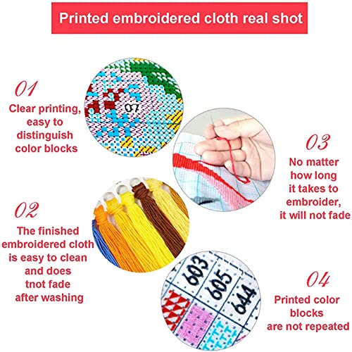 Dimxvean Stamped Cross Stitch Kits,Cross Stitch Kits for Adults Beginners,Embroidery Kits Full Range of Cross Stitch Stamped Kits Needlepoint Kits Cross Stitch Patterns-Sunrise Cactus 16x20 inch