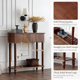 UACSYBH Wood Scalloped Console Table with 3 PCS Drawers, Narrow Entryway Table with Storage Shelf, Mid-Century Hallway Accent Table, Behind Couch Sofa Table Space-Saving (46.4" - 3 Drawers) UACSYBH