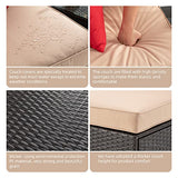 Shintenchi 7 Pieces Patio Furniture Sets Outdoor All-Weather Sectional Patio Sofa Set PE Rattan Manual Weaving Wicker Patio Conversation Set with Glass Table&Ottoman Cushion and Red Pillows, Beige Shintenchi