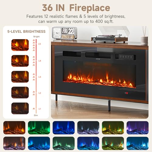 Nordivale Luxury 70" Fluted Fireplace TV Stand, Modern Chic Entertainment Center for TVs Up to 80", TV Console for Living Room, Media Cabinet with Storage,70 Inch, Brown Nordivale