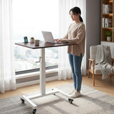 VITIWEDTY Foldable Manual Crank Standing Desk, Adjustable Sit-Stand Office Desk with Movable Wheels, Easy to Install for Home and Office (White One Size) VITIWEDTY