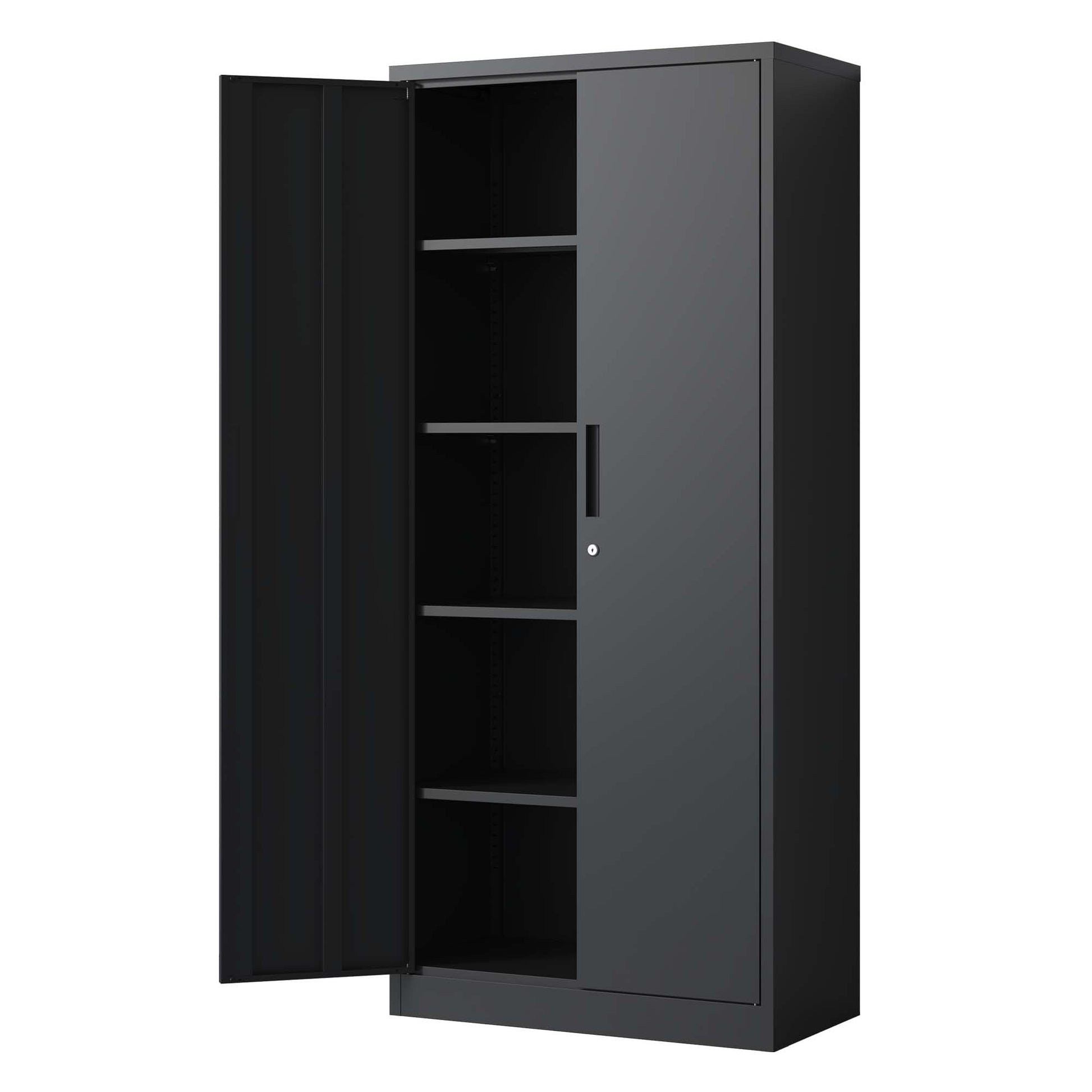 PBOGHLRD 72 Inch Tall Metal Storage Cabinet, Black Garage Tool Steel Locking Cabinet with 4 Adjustable Shelves, File Cabinet for Home Office, - WoodArtSupply