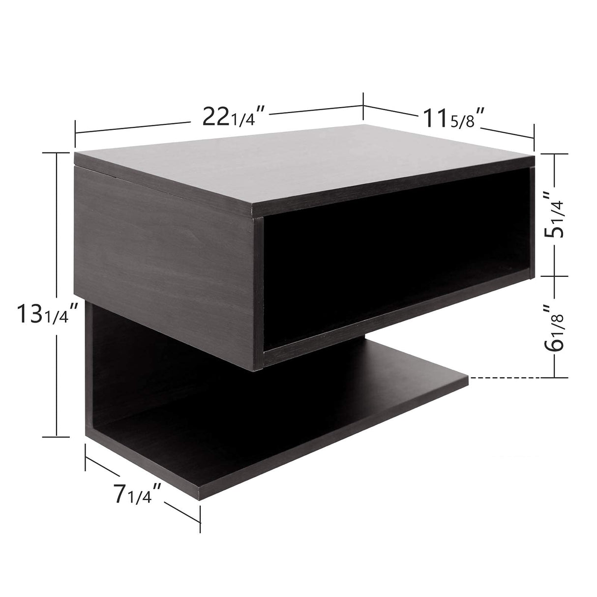 WELLAND Floating Nightstand Side Table.Wall Mounted Shelf with Drawer Storage for Living Room, Bedroom. WELLAND