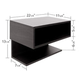 WELLAND Floating Nightstand Side Table.Wall Mounted Shelf with Drawer Storage for Living Room, Bedroom. WELLAND