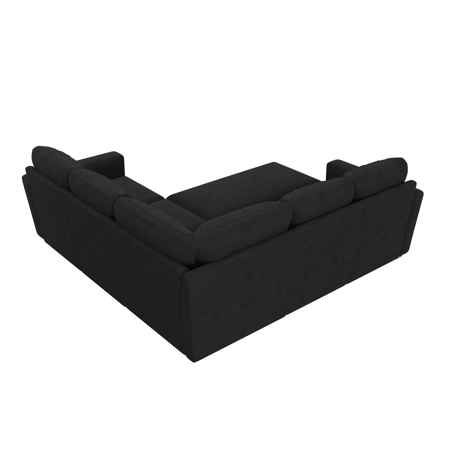 HONBAY Modular Sectional Sleeper Sofa with Pull Out Bed, Velvet L Shaped Sectional Couch with Storage Seat, Convertible Sectional Couches for Living Room, Black