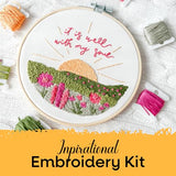 Elly & Grace Christian Embroidery Kit with Embroidery Hoop, Easy Embroidery Kit for Beginners and Adults, Full Embroidery Hoop Kit with Needles and Thread Included (It is Well)