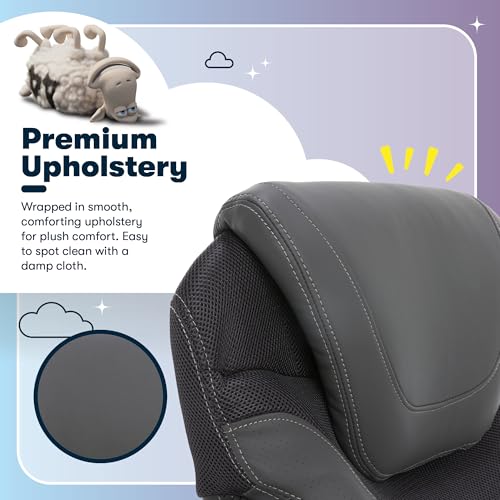 Serta Bryce Executive Office Chair, Ergonomic Computer DeskChairs with Patented AIR Lumbar Support, Comfy Body Pillows, Height Adjustable, Swivel Base with Wheels, Bonded Leather, Gray Serta