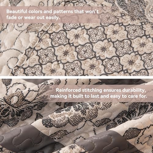 BEITE FIBER Nordic Style King Size Quilt Comforter Bedding Set -3 Pieces Red Quilts (1 Quilt, 2 Pillow Shams) Bedding Set, All Season Lightweight Bedspreads Sleep Companion(Grey) BEITE FIBER