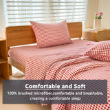 NSNLGSGC Twin Comforter Set, Red Gingham Bedding Comforter Sets, Red Grid Bed Comforter 2 Pieces (1 Comforter, 1 Pillowcase) NSNLGSGC