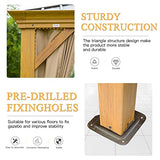 12' x 14' Hardtop Gazebo, Domi Wood Looking Aluminum Gazebo with Galvanized Steel Double Roof, Permanent Metal Gazebo with Curtains and Netting for Patio Lawn and Garden domi outdoor living