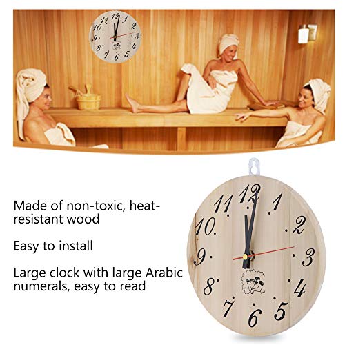 Bewinner 8in Wooden Sauna Clock, Portable Timer Clock for Sauna Room Home Decor Sauna Accessory Bewinner