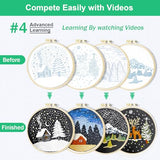 Huacan Embroidery Kit for Beginners 4 Set and Instructions with Videos Includes Multiple Accessories, Gift for Craft (Christmas)