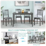 Trygoal 5-Piecern Dining Table Set, Kitchen Set with One Rectangular Table and 4 Upholstered Chairs, Living Room Chairs with Ladder Backrest and Comfortable Seat Cushion, Wooden Dining Furniture, Gary Trygoal