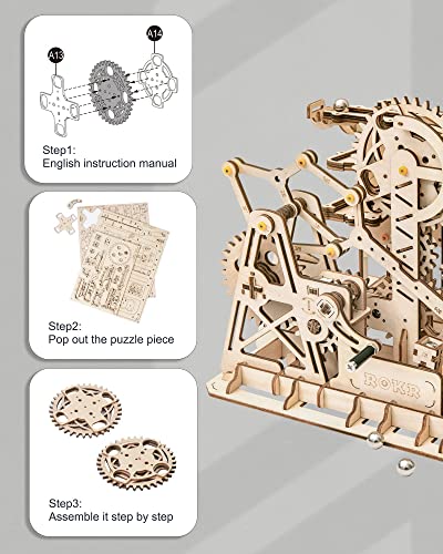 ROKR 3D Wooden Puzzle-Mechanical Model-Wooden Craft Kit-DIY Assembly Toy-Mechanical Gears Set-Brain Teaser Games-Best Gifts for Adults & Teens Age 14+(LG504-Fortress) ROKR