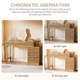 Tribesigns Makeup Vanity Desk with 5 Drawers, Modern Small Dressing Desk with Storage, Wood Make Up Table for Bedroom, Narrow Space (Without Mirror), Walnut Brown Tribesigns