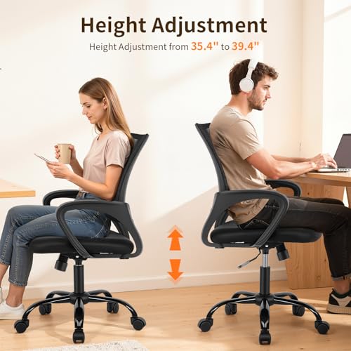 BestOffice Office Chair Ergonomic Cheap Desk Chair Mesh Computer Chair Lumbar Support Modern Executive Adjustable Stool Rolling Swivel Chair for Back Pain (Black) BestOffice