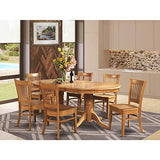 East West Furniture VANC7-OAK-W 7 Piece Kitchen Table & Chairs Set Consist of an Oval Dining Room Table with Butterfly Leaf and 6 Solid Wood Seat Chairs, 40x76 Inch, Oak East West Furniture