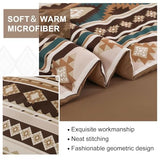 Dinjoy Boho King Size Bed in A Bag 7 Pieces,Brown/Coffee Comforter Set Aztec Striped Fall Bedding Set Bohemian Patchwork Complete Set Geometric Pattern Comforters for Women Men 90"×104" Dinjoy