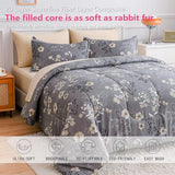 AIKASY Grey King Bed in a Bag 7-Pieces, Comforter Set with Sheets,Tree Branches and Flowers Printing Design,Ultra Soft Down Alternative All Season Bedding Set(King, Grey) AIKASY