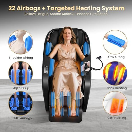 4D Massage Chair Full Body, 55" SL-Track Shiatsu Massage Zero Gravity Recliner Chair W/ Waist & Calves Heat, 18 Modes, 35 Airbags, Body Scan, Calfrest Extension, Foot Rollers, AI & APP Gift for Family Droomeahy