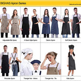 BIGHAS Adjustable Bib Apron with Pocket Extra Long Ties for Women Men, 18 Colors, Chef, Kitchen, Home, Restaurant, Cafe, Cooking, Baking (White) BIGHAS