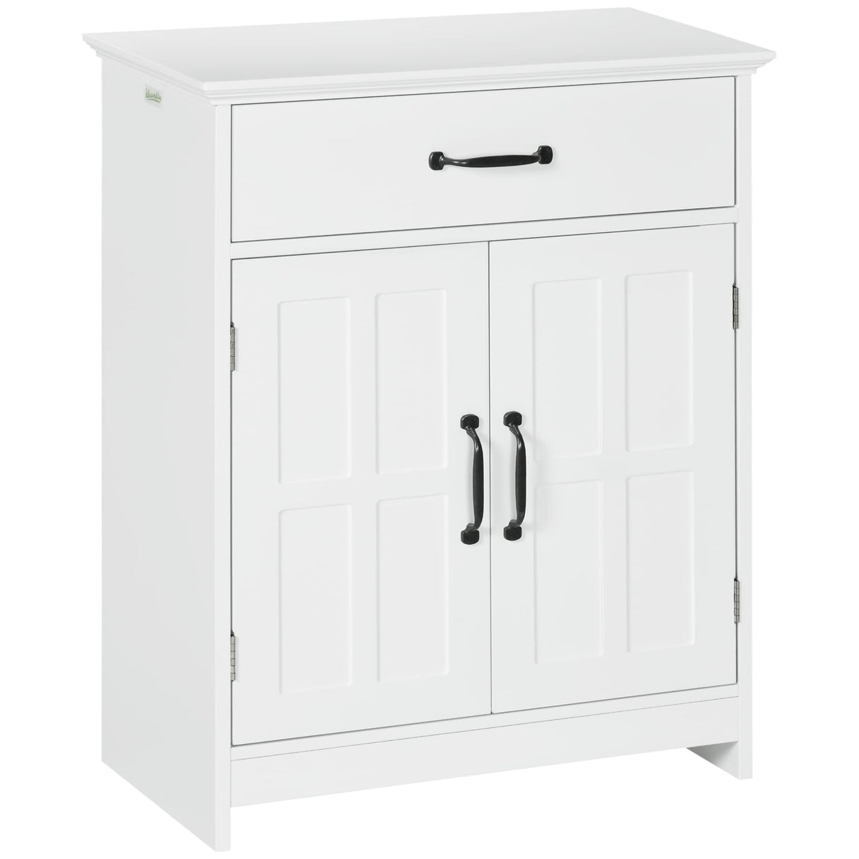kleankin Freestanding Bathroom Cabinet, Farmhouse Small Storage Cabinet with Storage Drawer, 2 Doors, Narrow Floor Cabinet with Adjustable Shelf, White kleankin