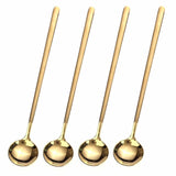 4 PCS 6.7 Inches Coffee Spoons, Stirring Spoons, Tea Spoons Long Handle, Gold Teaspoons, Gold Spoons, Ice Tea Spoons, Long Spoons for Stirring, Gold Espresso Spoons Stainless Steel GENRICE